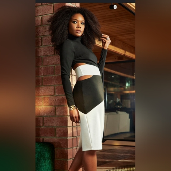 NEW GABRIELLE UNION COLORBLOCK DRESS (SIZE LARGE) - Picture 1 of 2